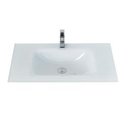 Раковина BelBagno 101, 101х46 см, полувстраиваемая, прямоугольная, цвет белый глянцевый, стеклянная, с отверстием под смеситель, без слив-перелива, умывальник