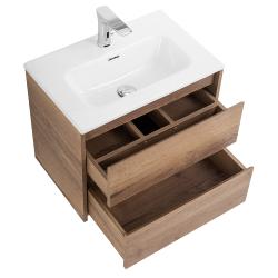 Тумба под раковину BelBagno Kraft 39, 50х39х53 см, подвесная, 2 выкатных ящика, ЛДСП, цвет: дуб табак, шкафчик навесной, механизм доводчика, прямоугольная