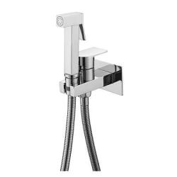 Смеситель с гигиеническим душем Splenka S95.52 встраиваемый, однорычажный, керамический, без излива, с гибким шлангом/лейкой, латунь/пластик, цвет хром