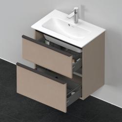 Тумба под раковину Duravit D-Neo, 61х37,2х62,5 см, подвесная, 2 выдвижных ящика, ДСП, цвет: лен, шкафчик навесной, прямоугольная, правая/левая, в ванную комнату