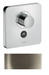 Смеситель для душа Axor ShowerSelect HighFlow softsquare, термостатический, скрытого монтажа, 1 потребитель, настенный, без излива/шланга/лейки, квадратный, латунный, цвет полированный никель, с клапаном для ручного душа, с термостатом