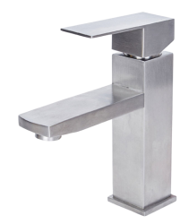 Смеситель для раковины/умывальника Olives Valdo VL13100 однорычажный, неповоротный, керамический, длина излива 101 мм, нержавеющая сталь, цвет сталь