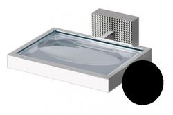 Мыльница Cezares PRIZMA, настенная, металл/стекло, форма прямоугольная, для душа/мыла, в ванную/туалет/душевую кабину, цвет черный матовый