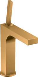 Смеситель для раковины/умывальника Axor Citterio 160, однорычажный, с тонкой рукояткой, фиксированный излив, длина излива 14,1 см, керамический, латунь, цвет шлифованное золото, с незапираемым сливным набором