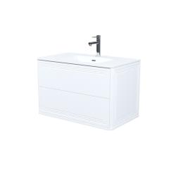 Тумба c раковиной IDDIS Oxford Neo, 808х469х500 мм, подвесная, 2 выдвижных ящика, МДФ/санфарфор, раковина накладная, прямоугольная, цвет белый, отверстие под смеситель OXN80W0i95K