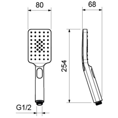 Лейка душевая Aquatek Лира 80 мм прямоугольная, 3 режима, хром, пластик, ручная, для душа/ванной