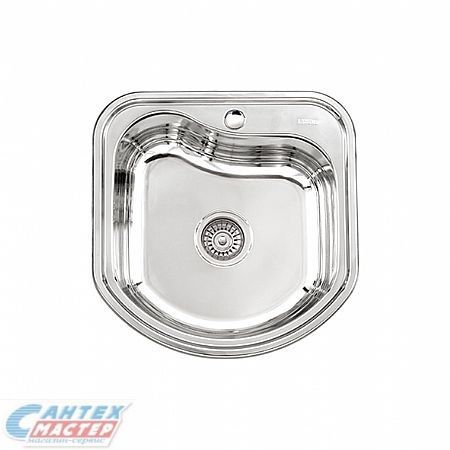 Мойка Ledeme 49х48х18 см, толщина 0.8 мм, врезная, нержавеющая сталь, нестандартная, с отверстием под смеситель, слив-перелив/сифон, для кухни