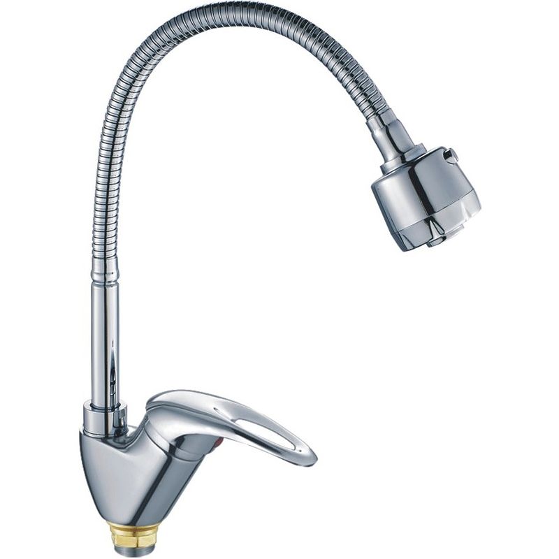Смеситель для кухни/мойки HAIBA CRON однозахватный, гибкий, поворотный, длина 222 мм, силумин, цвет хром