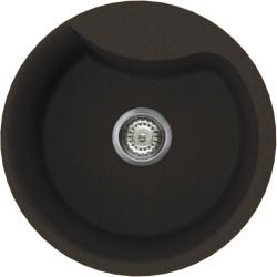 Мойка кухонная Omoikiri Yasugata 48R-DC, 48,5х48,5 см, врезная, из искусственного гранита (Tetogranit), круглая, цвет темный шоколад, без отверстия под смеситель, без крыла, слив-перелив, врезная в столещницу, для кухни