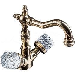 Смеситель для раковины/умывальника Boheme Crystal, двухвентильный, поворотный, керамический, длина излива 150 мм, латунь, цвет бронза