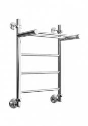 Полотенцесушитель Двин FJ 60/40, водяной (1"-1/2" К3  Полированный), с полкой, универсальное подключение, нержавеющая сталь, настенный, форма лесенка, цвет хром, к отоплению и ГВС, для отопления, обогрева в ванной