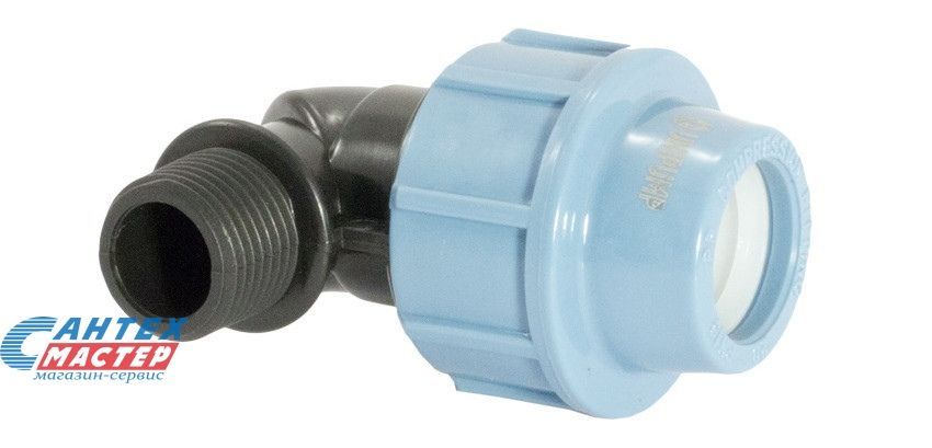 Угольник ПНД 32x1" нр Unipump, 90 градусов, переходной, пластиковый, полипропилен, пэ, фитинг компрессионный (обжим) для труб