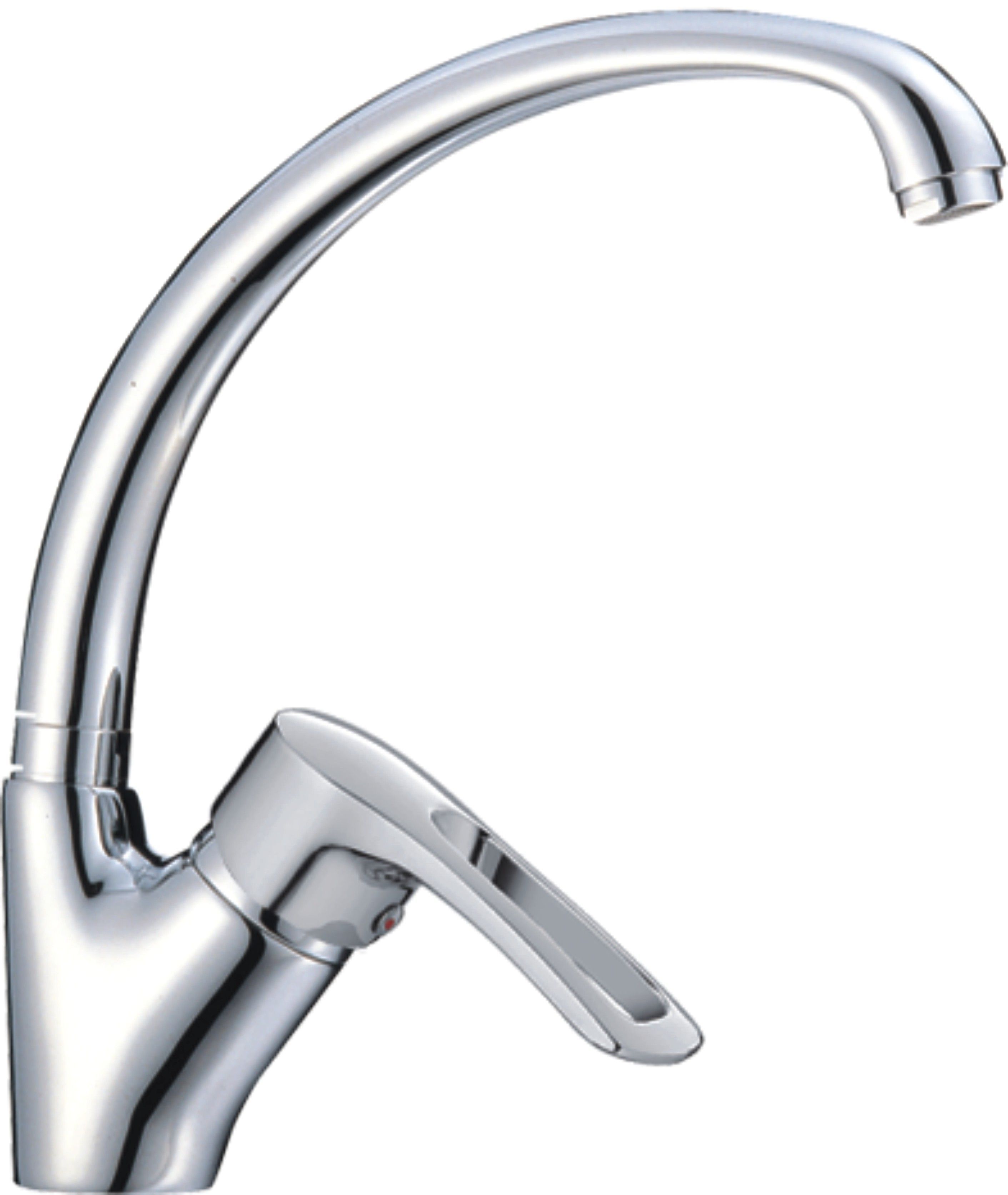 Смеситель для кухни/мойки HAIBA однозахватный, поворотный, латунный, с высоким изливом, длина 241 мм, латунь, цвет хром