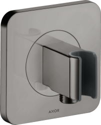 Держатель для душевой лейки Axor Citterio E Porter softsquare 120/120 со шланговым подсоединением, 12х12 см, настенный, латунный, квадратный, цвет полированный черный хром, для душевого шланга, для душа/ванной/душевой кабины