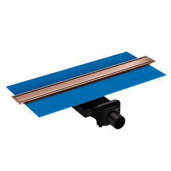 Душевой трап Vitra Eco-Flow 60, DK100, цвет медь, для душа в полу, с гидрозатвором, горизонтальный выпуск, нержавеющая сталь, прямоугольный, душевой