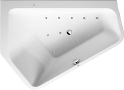 Ванна Duravit Paiova 5 177х130 см гидромассажная, встраиваемая, акриловая, цвет: белый, с рамой/сливом-переливом, без фронтальной панели, асимметричная/угловая, с системой гидромассажа Jet-System, c двумя наклонами для спины, левая