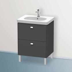 Тумба под раковину Duravit Brioso, 62х46,9х69,3 см, напольная, цвет: графит матовый/хром, 2 выдвижных ящика, ДСП, прямоугольная, левая/правая, для раковины D-Code, в ванную комнату