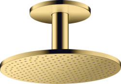 Верхний душ AXOR ShowerSolutions 300 1jet, с потолочным подсоединением, потолочный монтаж, круглый, с 1 режимом, размер 30 см, металлический, цвет: полированное золото, для душа/ванной