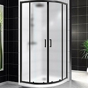 Душевой уголок BelBagno Uno-195, 90х90 см, без поддона, четверть круга, угловой, стекло матовое, (без сифона) без крыши, раздвижной, стеклянный, алюминиевый профиль (черный)