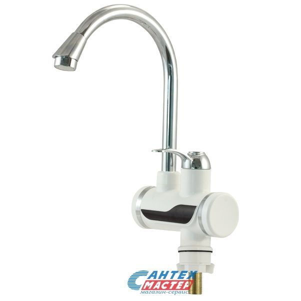 Кран водонагреватель Unipump BEF-012-02 проточный, электрический, настенный, вертикальный, 3.0 квт, 310х250х120, 220в (цвет белый/хром) с нижней подводкой