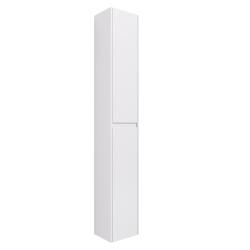 Пенал Dreja SLIM 30 см, 30х190х25 см, подвесной, цвет белый глянец, 2 распашные дверцы, со стеклянными полками, шкаф/шкафчик подвесной/напольный, прямоугольный, универсальный