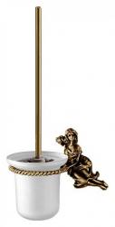 Ершик Art&Max Athena, настенный, цвет бронза, без крышки, латунь/стекло, дизайнерский, округлый для туалета/унитаза, щетка для унитаза