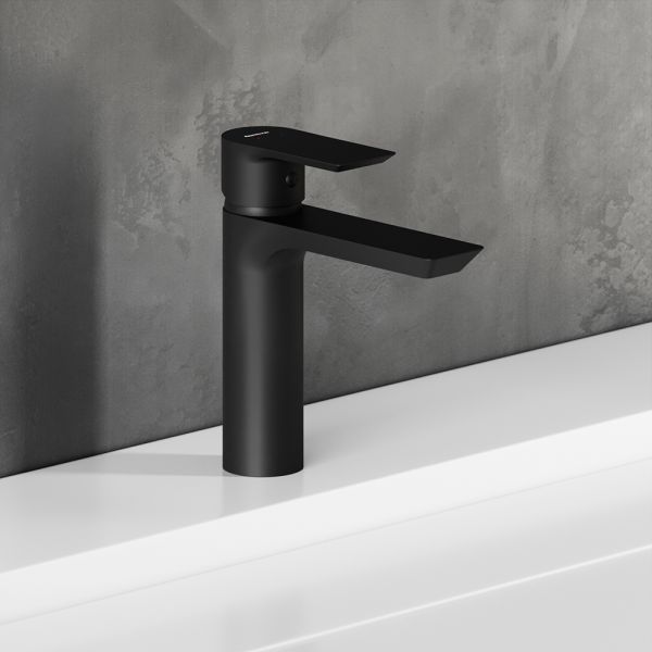 Смеситель для раковины/умывальника Damixa Apollo, однорычажный, неповоротный, керамический, длина излива 120 мм, латунь, цвет черный матовый