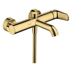 Смеситель для ванны Axor Citterio M, однорычажный, настенный, наружнего/внешнего монтажа, неповоротный, латунный, длина излива 20 см, керамический, цвет полированное золото, без душевого шланга/лейки Смеситель для ванны Axor Citterio M, однорычажный, настенный, наружнего/внешнего монтажа, неповоротный, латунный, длина излива 20 см, керамический, цвет полированное золото, без душевого шланга/лейки
