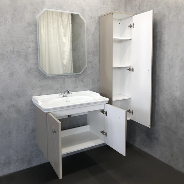 Тумба с раковиной Comforty Кремона 80, 80х57х50 см, подвесная, 2 распашные дверцы, ЛДСП/МДФ, прямоугольная, цвет- латте/раковина COMFORTY 50180, прямоугольная, цвет белый, встраиваемая