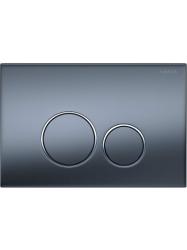 Кнопка смыва Aquatek Pneumo S прямоугольная, цвет оружейная сталь матовая, пластик, клавиша управления (клавиши круглые) для сливного бачка, инсталляции унитаза, двойная, пневматическая, панель, размер 245х165х14 мм