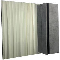 Зеркальный шкаф Comforty Эдинбург 90, 88х80х16,5 см, подвесной, цвет светлый бетон, зеркало, с 1 распашной дверцей/полки, механизм плавного закрывания, прямоугольный
