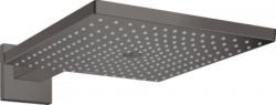 Верхний душ Hansgrohe Raindance E 300 1jet с держателем, настенный монтаж, прямоугольный, с 1 режимом: RainAir, размер 30х39 см, латунь, цвет шлифованный черный хром
