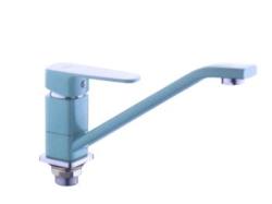 Смеситель для кухни/мойки Ekko, однорычажный, поворотный, керамический, длина излива 230 мм, силумин, цвет бирюзовый Смеситель для кухни/мойки Ekko, однорычажный, поворотный, керамический, длина излива 230 мм, силумин, цвет бирюзовый