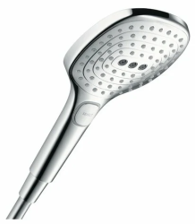 Лейка душевая Hansgrohe Raindance Select E 120 EcoSmart, настенная, квадратная, с 3 режимами, регулируемая, хромированная/пластмассовая, цвет хром, ручная, для душа/ванной