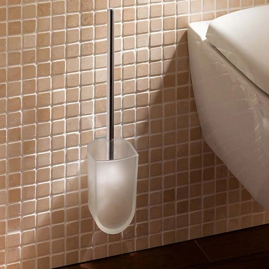 Ершик Keuco Elegance с хрустальной матовой колбой, настенный/подвесной, цвет хром/белый, латунь/хрусталь, для туалета/унитаза