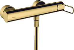Смеситель для душа Axor Uno, однорычажный, с рукояткой-петлей, керамический, настенный, внешнего/наружнего монтажа, без излива, без шланга/лейки, латунь, цвет полированное золото, на 2 отверстия, для душа/ванной Смеситель для душа Axor Uno, однорычажный, с рукояткой-петлей, керамический, настенный, внешнего/наружнего монтажа, без излива, без шланга/лейки, латунь, цвет полированное золото, на 2 отверстия, для душа/ванной