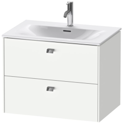 Тумба под раковину Duravit Brioso, 72х47,9х55,5 см, подвесная, 2 выдвижных ящика, ДСП, цвет: белый матовый/хром, шкафчик навесной, механизм доводчика, прямоугольная, правая/левая, в ванную комнату