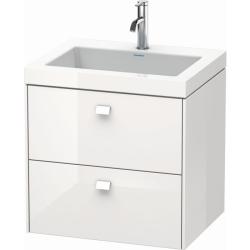 Тумба c раковиной Duravit Brioso, 60х48х61,3 см, подвесная, 2 выдвижных ящика, ДСП, цвет: белый глянец /Vero Air, мебельная, прямоугольная, цвет белый, фарфоровая, без отверстия под смеситель, без перелива