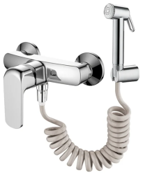 Смеситель LEDEME с гигиеническим душем, настенный, однорычажный, керамический, без излива, цинк, цвет хром