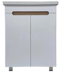 Тумба с раковиной GRADEONIKA Сириус 60, 56,5х44,4х69,5 см, напольная, 2 распашные дверцы, МДФ/ЛДСП, прямоугольная, цвет белый глянец/дуб сонома, (под умывальник COMO 60) 50166
