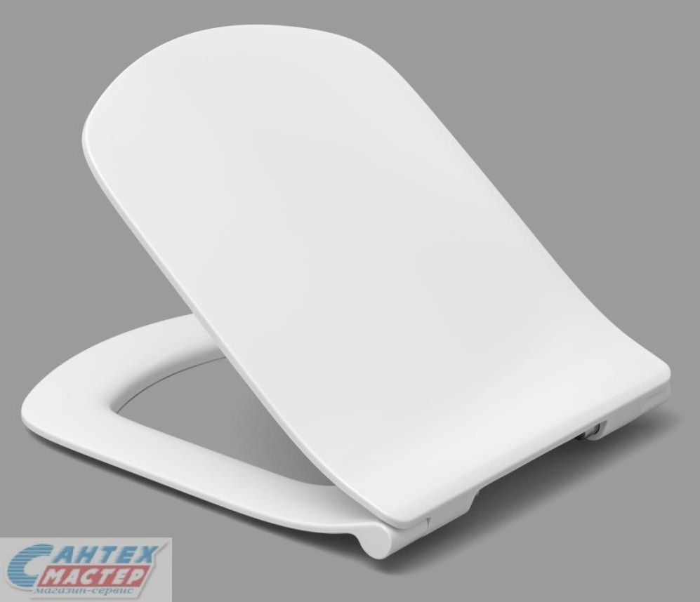 Сиденье для унитаза Roca Dama Senso прямоугольное, с микролифтом, дюропласт, быстросъемное белая крышка, размер 36,5x45,5 петли хром, сидушка, стульчак ZRU9000040 (Рока)