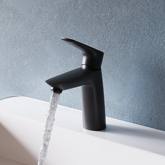 Смеситель для раковины Dorff Prime New однорычажный, излив короткий, длина 115 мм, керамический, латунь, цвет черный матовый