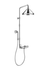 Душевая система Axor Front Showerpipe 240 2jet, высота 121,2 см, цвет: хром, комплект: ручной душ/верхний душ/термостат для душа/душевой шланг/ползунок/душевая штанга, наружного монтажа, настенная, латунная