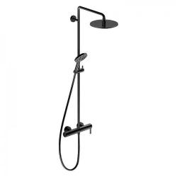 Душевая система Duravit C.1, 1 режим, высота 120 см, цвет: черный матовый, комплект:  верхний душ/ручной душ/смеситель для душа/душевой шланг/штанга, наружного монтажа, настенная, латунная/пластиковая, для душа/ванной