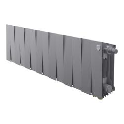 Радиатор отопления Royal Thermo PianoForte 200 Silver Satin VDR (14 секций) биметаллический, нижнее, правое подключение, для квартиры, дома, водяные, мощность 1414 Вт, настенный, серебристый
