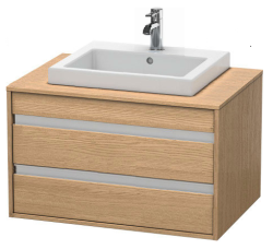 Тумба под раковину для консоли/столешницы Duravit Ketho 80х55х49,6 см, подвесная, ДСП, цвет: дуб европейский, 2 выдвижных ящика, для встраиваемой сверху раковины, прямоугольная