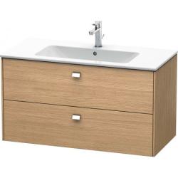 Тумба под раковину Duravit Brioso, 102х47,9x55,3 см, подвесная, 2 выдвижных ящика, ДСП, цвет: дуб европейский/хром, шкафчик навесной, механизм доводчика, прямоугольная, правая/левая, в ванную комнату
