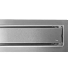 Трап линейный REA NEOX PRO 600 D50, цвет матовый хром, с решеткой, 2 в 1 под плитку, сухой/мокрый затвор, горизонтальный выпуск, нержавеющая сталь, прямоугольный