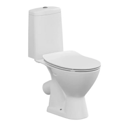 Унитаз компакт Cersanit FLAVIS 031 3/6 DPL EO slim белый, горизонтальный (в стену) выпуск, напольный, с микролифтом, с крышкой (сиденье) дюропласт, ободковый