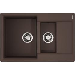 Мойка кухонная Omoikiri Daisen 78-2T-DC, две чаши, 51х78 см, врезная, из искусственного гранита (Tetogranit), прямоугольная, цвет темный шоколад, без отверстия под смеситель, с крылом, оборачиваемая, слив-перелив, врезная в столещницу, для кухни